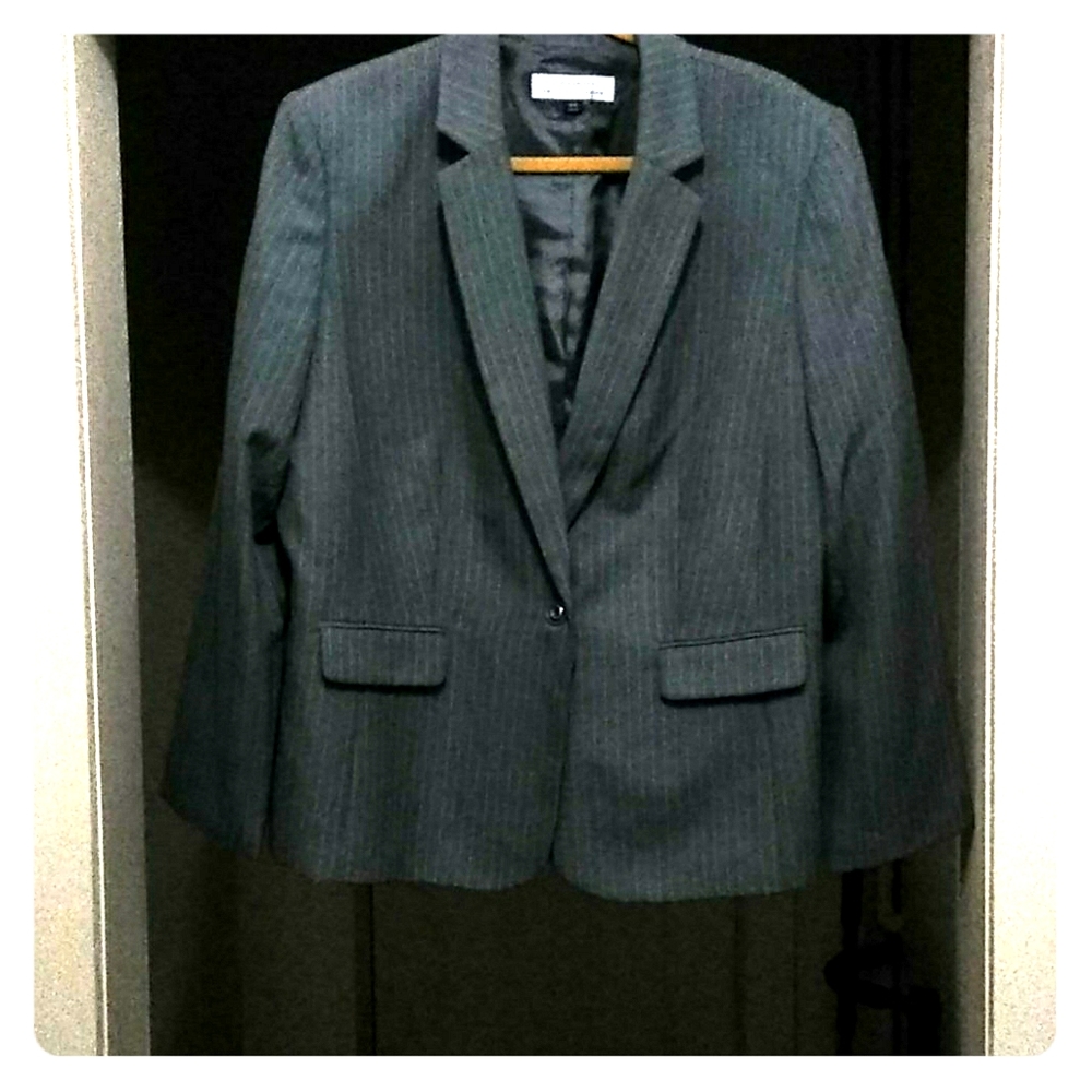 Grey & White Pinstripe Blazer